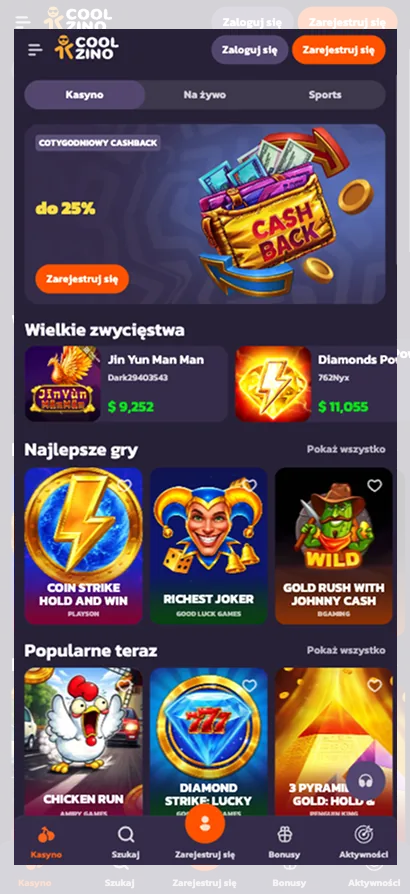 Coolzino Casino App w Polsce: mobilna gra, bonusy i płatności visual